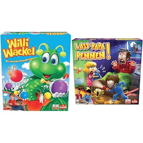 Set mit 2 Spielen: WILLI WACKEL + Lass Papa Pennen – Brett-, Action-, Geschicklichkeits- und Geschwindigkeitsspiele für Kinder – Neues Spieleset – Spielen mit Familie oder Freunden – 2+ Spieler – 4+ von Goliath
