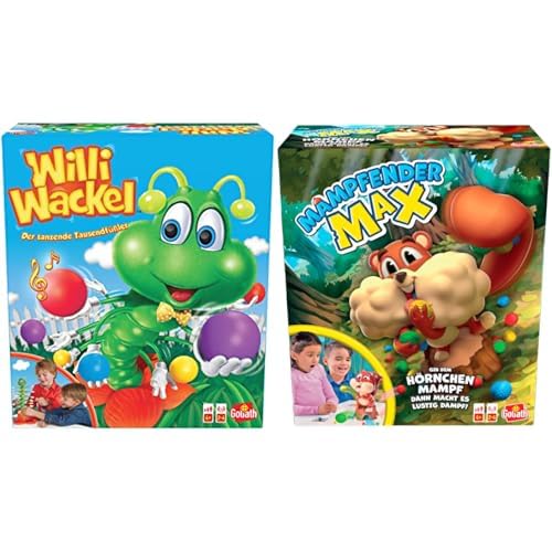 Set mit 2 Spielen: WILLI WACKEL + Mapfender Max – Brett-, Action-, Geschicklichkeits- und Geschwindigkeitsspiele für Kinder – Neues Spieleset – Spielen mit Familie oder Freunden – 2+ Spieler – 4+ von Goliath