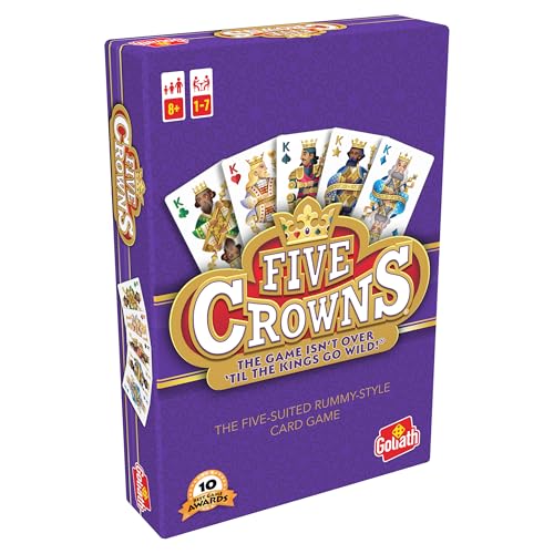 Goliath – Five Crowns, Kartenspiel ab 8 Jahren, Gesellschaftsspiel für 1 bis 7 Spieler, Rummy Style Spiel, Reisespiel für Kinder und Erwachsene, Rommé-ähnlich, Deutsche Anleitung Verfügbar von Goliath