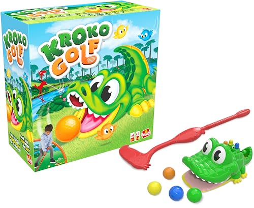 Goliath – Kroko Golf, Mini-Golf Spiel für Kinder ab 4 Jahren, Interaktives Geschicklichkeitsspiel mit Krokodil, Fördert Koordination und Motorik, Geschenkidee für 2 – 4 Spieler von Goliath