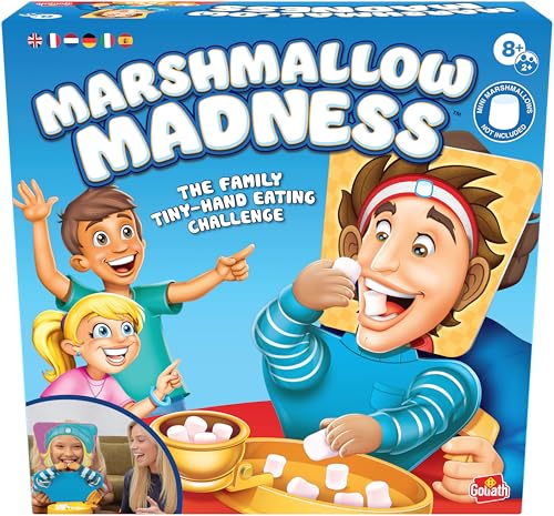 Goliath - Marshmallow Madness, Gesellschaftsspiel ab 8 Jahren, Spiel für 2 oder mehr Spieler, Familienspiel bei dem Man Mini-Marshmallows isst, Geschicklichkeitsspiel für Kinder und Erwachsene von Goliath