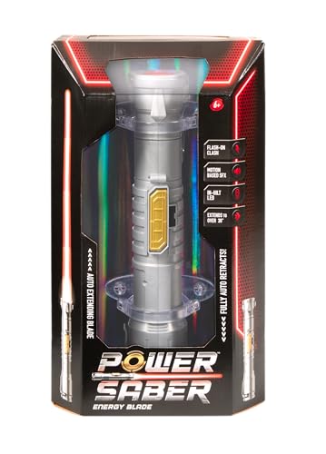 Goliath Power Saber Rot - Laserschwert für Kinder ab 6 Jahren, Automatisch ausziehbar und einziehbar, Realistisches Laserspielzeug, Intergalaktischer Kampf, 30cm/ ausgezogen 90cm, Box Fenster von Power Saber