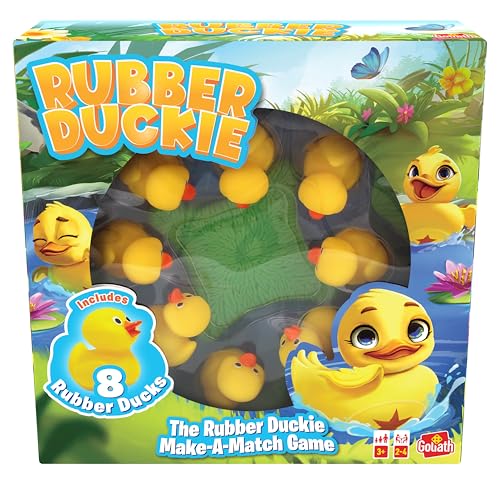 Goliath – Rubber Duckie, Kinderspiel ab 3 Jahren, Gesellschaftsspiel für 2 bis 4 Kinder, Spiel mit 8 Enten, Geeignet als Geschenk für Jungen und Mädchen von Goliath