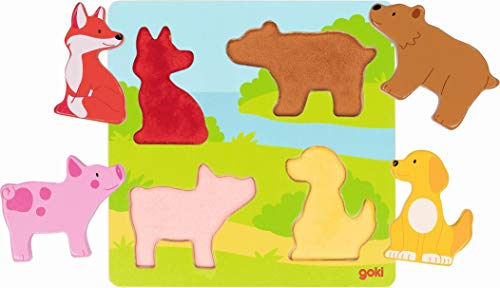 goki 57433 - Fühlpuzzle Tiere aus Holz - 4 Teile von goki