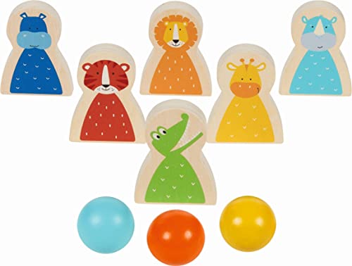 goki 56661 - Kegelspiel Wilde Tiere - Familienspiel mit 6 lustigen Figuren aus Holz - für drinnen und draußen goki 56661 - Kegelspiel Wilde Tiere - Familienspiel mit 6 lustigen Figuren aus Holz - für drinnen und draußen von goki