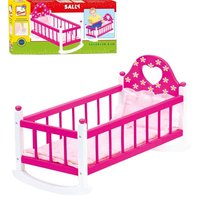 Bino 83701 - Sally Puppenwiege weiß/pink mit Bettwäsche rosa, Holz, Maße: 49x36x37,5cm von Gollnest & Kiesel KG