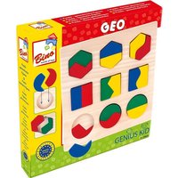 Bino 84029 - Genius Kid, Geo Puzzle, Geometrisches Formenspiel, Steckspiel, Holz, Lernspiel von Gollnest & Kiesel KG