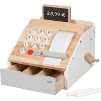 Goki 51481 - Kaufmannsladenkasse mit Geräusch beim Öffnen, Holz, ca.19x23x18cm, Zubehör für Kaufladen von Gollnest & Kiesel KG