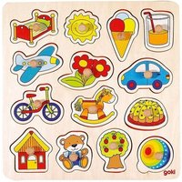 Goki 57576 - Steckpuzzle Schaukelpferd, Ball, ... von Gollnest & Kiesel KG