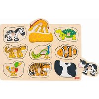 Goki 57585 - Steckpuzzle mit Hintergrund Was gehört zu wem? von Gollnest & Kiesel KG