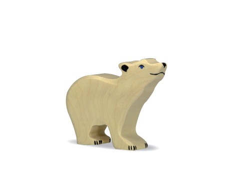 Holztiger Holzfigur Eisbär, klein Kopf hoch von Gollnest & Kiesel KG