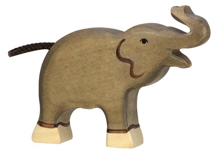 Holztiger Holzfigur Elefant, klein Rüssel hoch von Gollnest & Kiesel KG