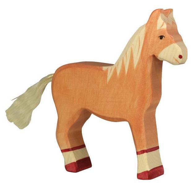 Holztiger Holzfigur Pferd hellbraun stehend von Gollnest & Kiesel KG
