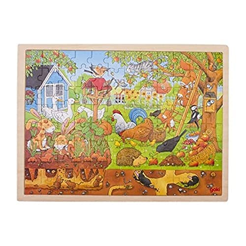Goki 57743 Einlegepuzzle "Unser Garten" aus Holz, 96-teilig von goki
