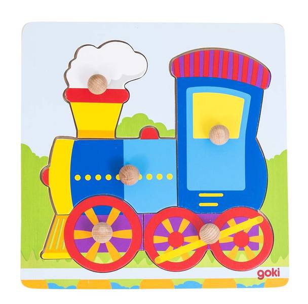 Goki Steckpuzzle klein mit Hintergrund PD2 - Lokomotive von Gollnest & Kiesel