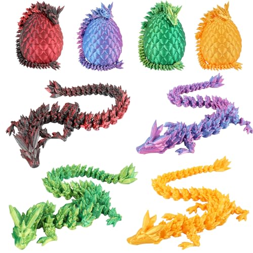 Goloxou 4er Set 3D Drachenei mit Drache 3D Drache im Ei Drachen Figuren Spielzeug Dracheneier für Ostern Heim Bürodekoration von Goloxou