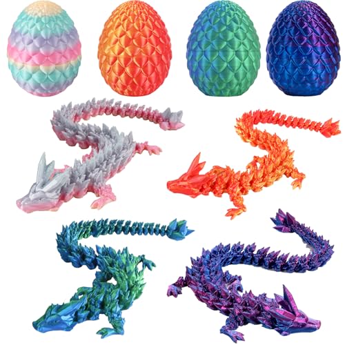 Goloxou 4er Set 3D Drachenei mit Drache 3D Drache im Ei Drachen Figuren Spielzeug Dracheneier für Ostern Heim Bürodekoration von Goloxou