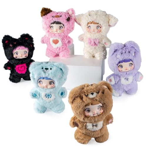 6 Stück Labu Dolls Original Plüsch Blind Box Set Stofftier Sammlerspielzeug Figur für Tasche Bett Dekoration Geburtstagsgeschenke von Goloxou