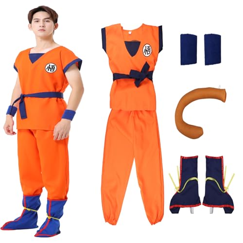 Goku Kostüm für Erwachsener Dragon Z-Kostüm Orange Anime Overall Herren Halloween Karneval Outfit Party Cosplay (M) von Goloxou