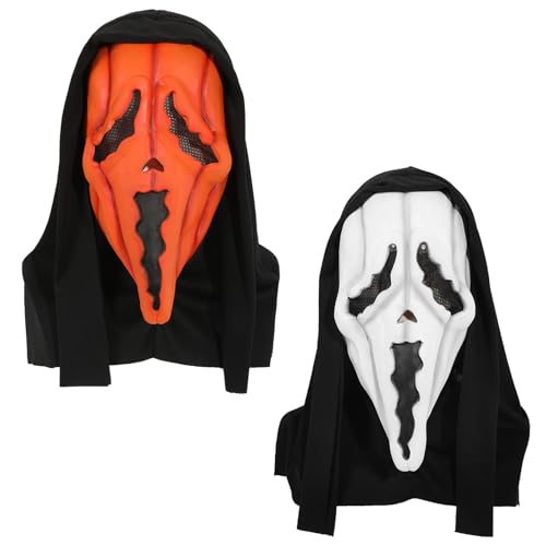 Goloxou 2 Stück Ghostface Maske Gruselige Schreimaske Realistische Totenkopfmasken mit Kapuze für Halloween Cosplay Kostümzubehör Goloxou 2 Stück Ghostface Maske Gruselige Schreimaske Realistische Totenkopfmasken mit Kapuze für Halloween Cosplay Kostümzubehör von Goloxou