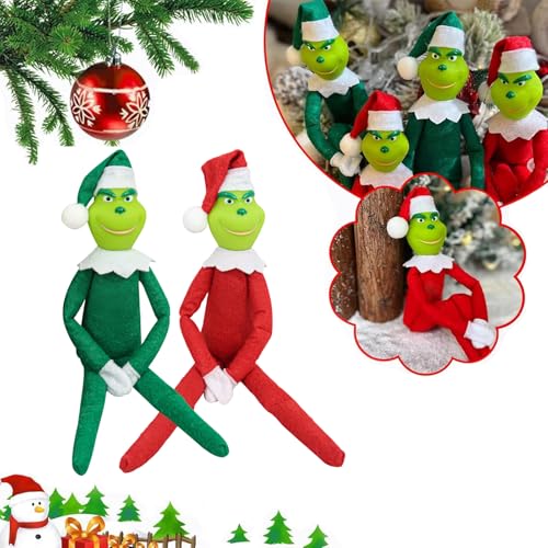 Goloxou 2 Stück Grinch Elfe auf Dem Regal Mädchen Grüne Elfe Snoop auf Dem Regal Zubehör Requisiten für Weihnachten Home Decor (RdGN) von Goloxou