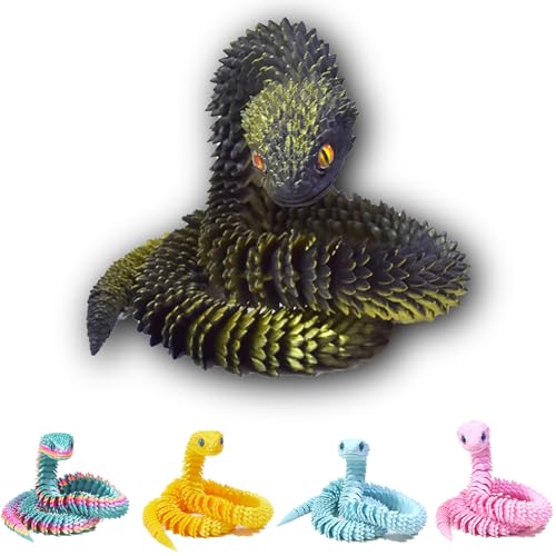 Goloxou 23.6 inch 3D Schlange 3D Gedruckte Schlangen Spielzeug Drache Tiere Flexibles Snake Bewegliches Gelenk Schlangenzappeln von Goloxou