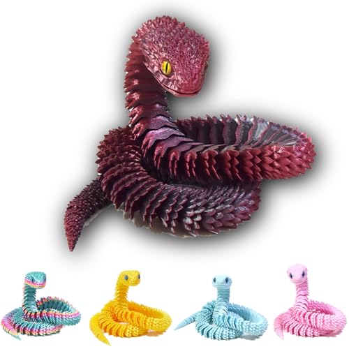 Goloxou 23.6 inch 3D Schlange 3D Gedruckte Schlangen Spielzeug Drache Tiere Flexibles Snake Bewegliches Gelenk Schlangenzappeln von Goloxou