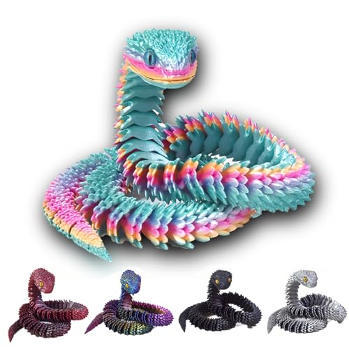 Goloxou 23.6 inch 3D Schlange 3D Gedruckte Schlangen Spielzeug Drache Tiere Flexibles Snake Bewegliches Gelenk Schlangenzappeln von Goloxou
