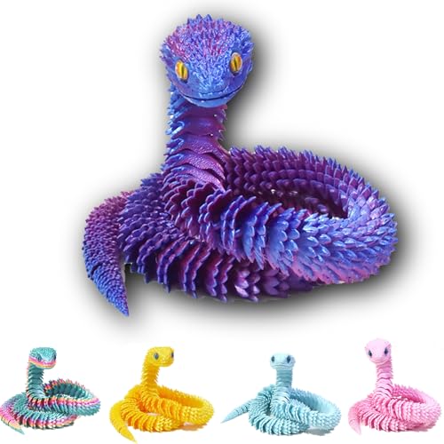 Goloxou 23.6 inch 3D Schlange 3D Gedruckte Schlangen Spielzeug Drache Tiere Flexibles Snake Bewegliches Gelenk Schlangenzappeln von Goloxou