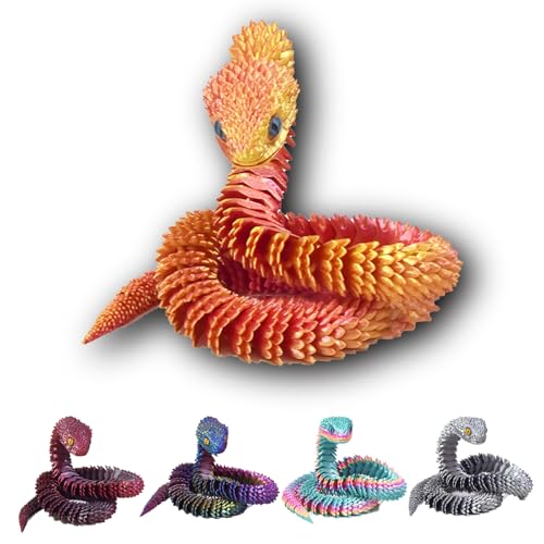 Goloxou 23.6 inch 3D Schlange 3D Gedruckte Schlangen Spielzeug Drache Tiere Flexibles Snake Bewegliches Gelenk Schlangenzappeln von Goloxou