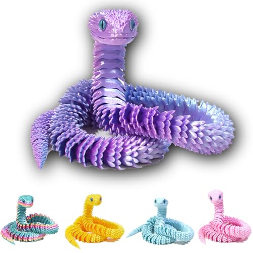 Goloxou 23.6 inch 3D Schlange 3D Gedruckte Schlangen Spielzeug Drache Tiere Flexibles Snake Bewegliches Gelenk Schlangenzappeln von Goloxou