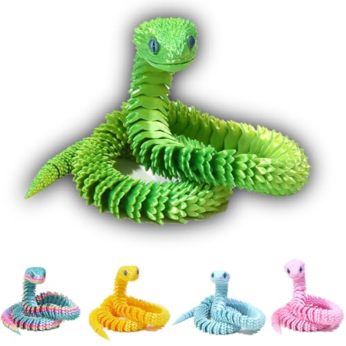 Goloxou 23.6 inch 3D Schlange 3D Gedruckte Schlangen Spielzeug Drache Tiere Flexibles Snake Bewegliches Gelenk Schlangenzappeln von Goloxou