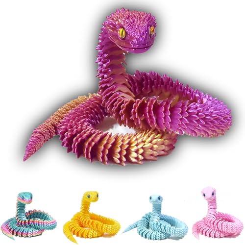 Goloxou 23.6 inch 3D Schlange 3D Gedruckte Schlangen Spielzeug Drache Tiere Flexibles Snake Bewegliches Gelenk Schlangenzappeln von Goloxou