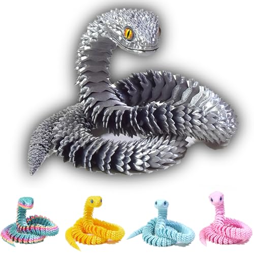 Goloxou 23.6 inch 3D Schlange 3D Gedruckte Schlangen Spielzeug Drache Tiere Flexibles Snake Bewegliches Gelenk Schlangenzappeln von Goloxou
