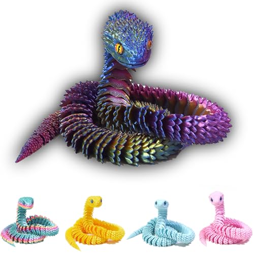 Goloxou 23.6 inch 3D Schlange 3D Gedruckte Schlangen Spielzeug Drache Tiere Flexibles Snake Bewegliches Gelenk Schlangenzappeln von Goloxou