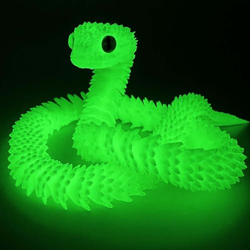 Goloxou 23.6 inch 3D Schlange 3D Gedruckte Schlangen Spielzeug Drache Tiere Flexibles Snake Bewegliches Gelenk Schlangenzappeln von Goloxou