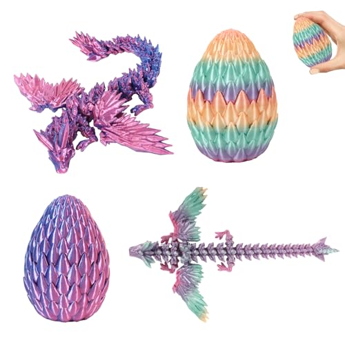Goloxou 4er Set 3D Drachenei mit Drache 3D Drache im Ei Drachen Figuren Spielzeug Dracheneier für Ostern Heim Bürodekoration (2B) von Goloxou