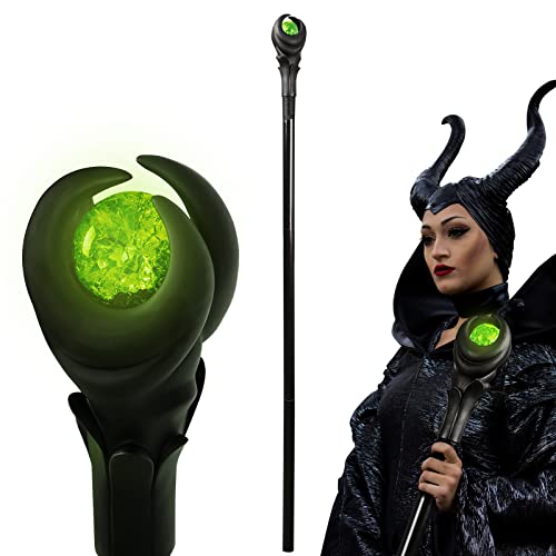 Goloxou 51 Zoll Deluxe Maleficent Personal mit Grünem Licht Orb Wizard Zepter Zauberstab Halloween Prop von Goloxou