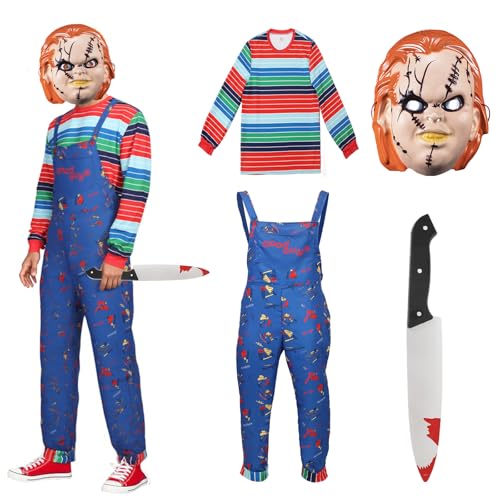 Goloxou Chucky Kostüm Chucky Maske Jumpsuit für Erwachsene Halloween Karneval Cosplay (M) von Goloxou