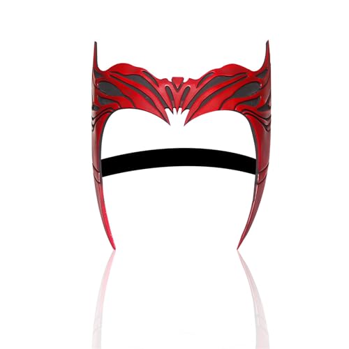 Goloxou Scarlet Witch Kopfbedeckung aus Leder Wanda Hexenkrone Maske Helm Kostümzubehör für Erwachsene Halloween Karneval Party (P) von Goloxou