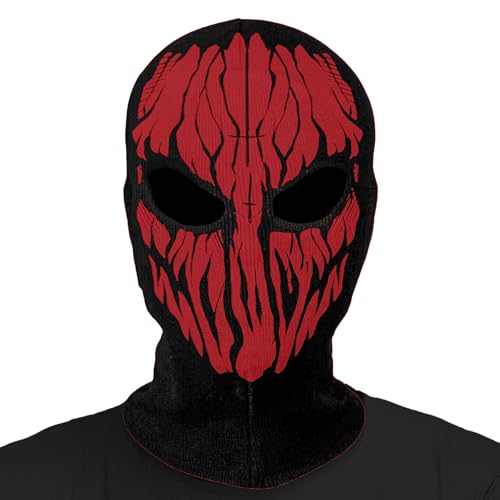 Goloxou Totenkopf Geistermaske Geistermaske Call of Duty Gruselige Realistische Horror Vollgesichtsmaske für Halloween Karneval Cosplay (Red) von Goloxou