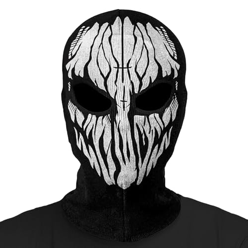 Goloxou Totenkopf Geistermaske Geistermaske Call of Duty Gruselige Realistische Horror Vollgesichtsmaske für Halloween Karneval Cosplay (White) von Goloxou