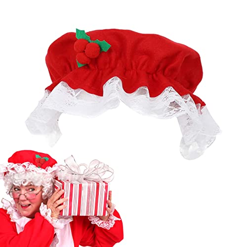 Goloxou Weihnachtsfrauen Kostüm für Damen Weihnachtsfrauen Mütze Perücke Oma Brille Haarnetz für Silvesterpartys (1Pcs) von Goloxou