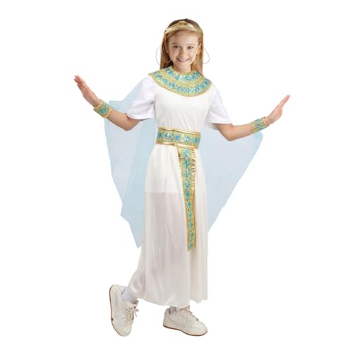 Goloxou Karneval Mädchen Kleopatra Kostüm Karneval Mädchen Cleopatra Geeignet für Halloween Rollenspiel (Blue, M) von Goloxou