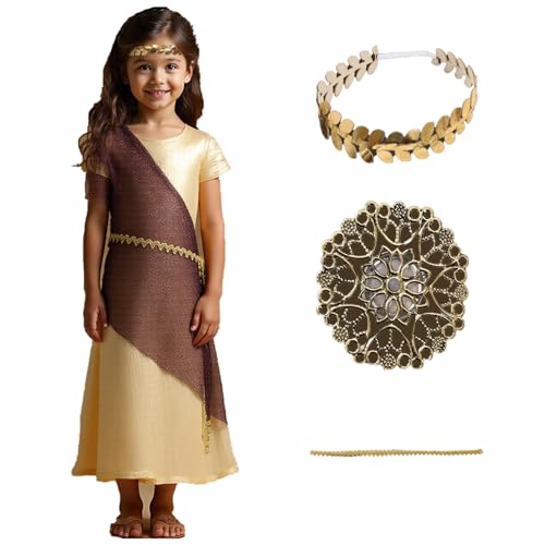 Karneval Mädchen Kleopatra Kostüm Karneval Mädchen Cleopatra Geeignet für Halloween Rollenspiel (Gold, M) von Goloxou