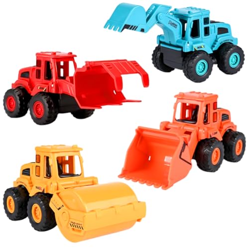 GomEi Baufahrzeuge Spielzeug, 6PCS Bagger Spielzeug Auto Baustellen Spielzeugset mit Baustellen Fahrzeuge Sandspielzeug Bagger, Minibagger Spielzeugauto für Kinder Jungen Mädchen ab 2 Jahren von GomEi
