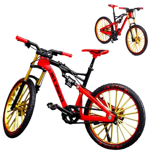 GomEi Finger Fahrrad Modell, Fahrrad Modell Deko Mountainbike Modell Spielzeug Mini Fahrrad Spielzeug Miniatur Finger Bike Mountainbike Modell für Unterricht, Zuhause, Büro, Verein (Rot) von GomEi