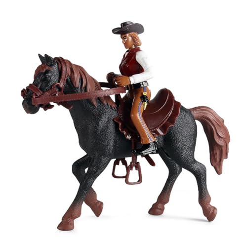 GomEi Pferde Figur, Pferde Spielzeug Set Pferde mit Rider Figur Modell Spielzeug mit Realistischen Details und Zubehör für Jungen und Mädchen ab 5 Jahren Geburtstags Geschenke von GomEi