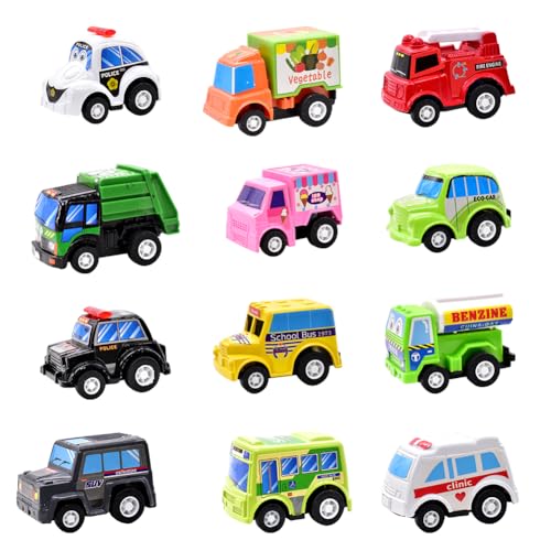 Mini Auto Spielzeug, 12PCS Pull Back Autos Spielauto Set Zurückziehen Spielzeugautos Mini Push and Go Auto Spielzeug Rennfahrzeuge Rennauto für Jungen Mädchen Kinder ab 4 5 6 Jahre von GomEi