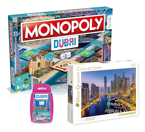 Monopoly - Dubai + Top Trumps & Puzzle (1000 Teile) von Gomazing